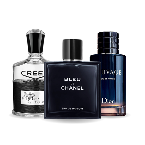 PACK DE 3 PERFUMES: CREED AVENTUS, BLEU DE CHANEL, DIOR SAUVAGE – 100ML Consultar ChatGPT 
