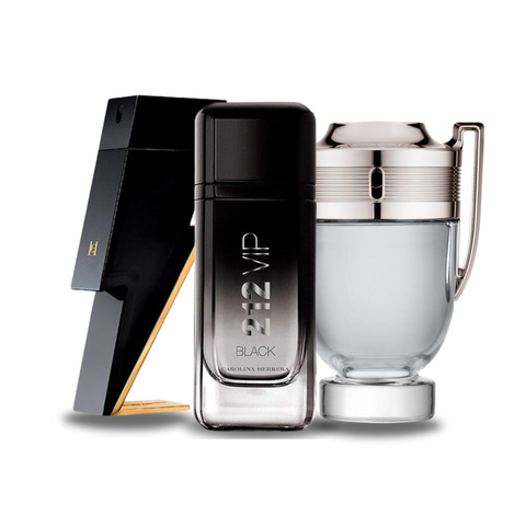 PACK DE 3 PERFUMES: BAD BOY, 212 VIP BLACK, PACO RABANNE INVICTUS 100 ML