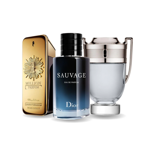 PACK 3 PARFUMS: PACO RABANNE ONE MILLION, DIOR SAUVAGE, PACO RABANNE INVICTUS 100ML 