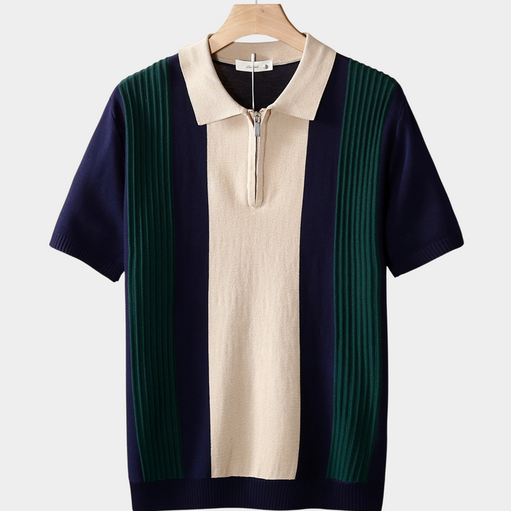 Navy Resort Zipper Polo
